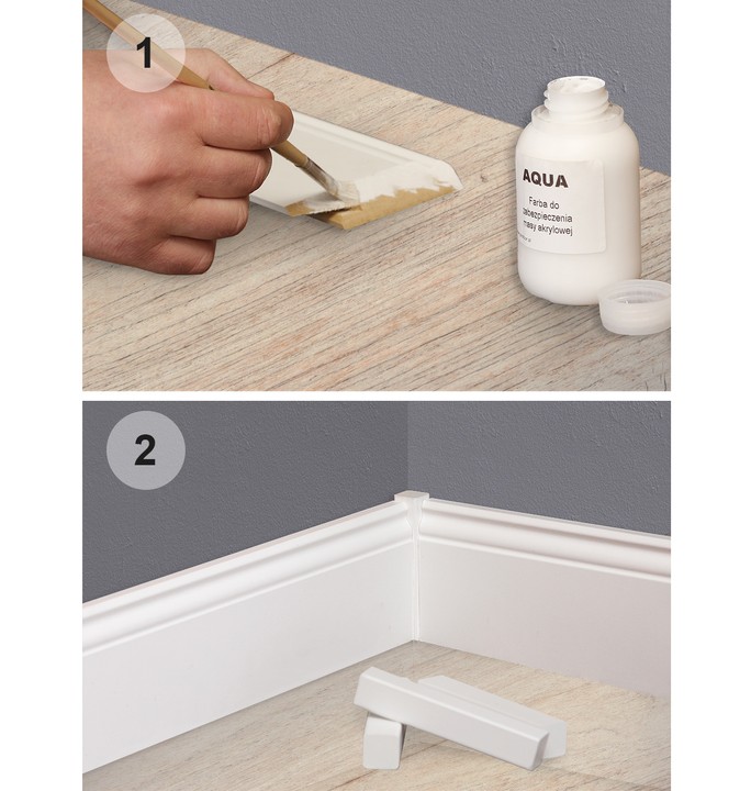 NAROŻNIK 8 cm LISTWA PRZYPODŁOGOWA BIAŁA COKÓŁ MDF Długość 2 cm