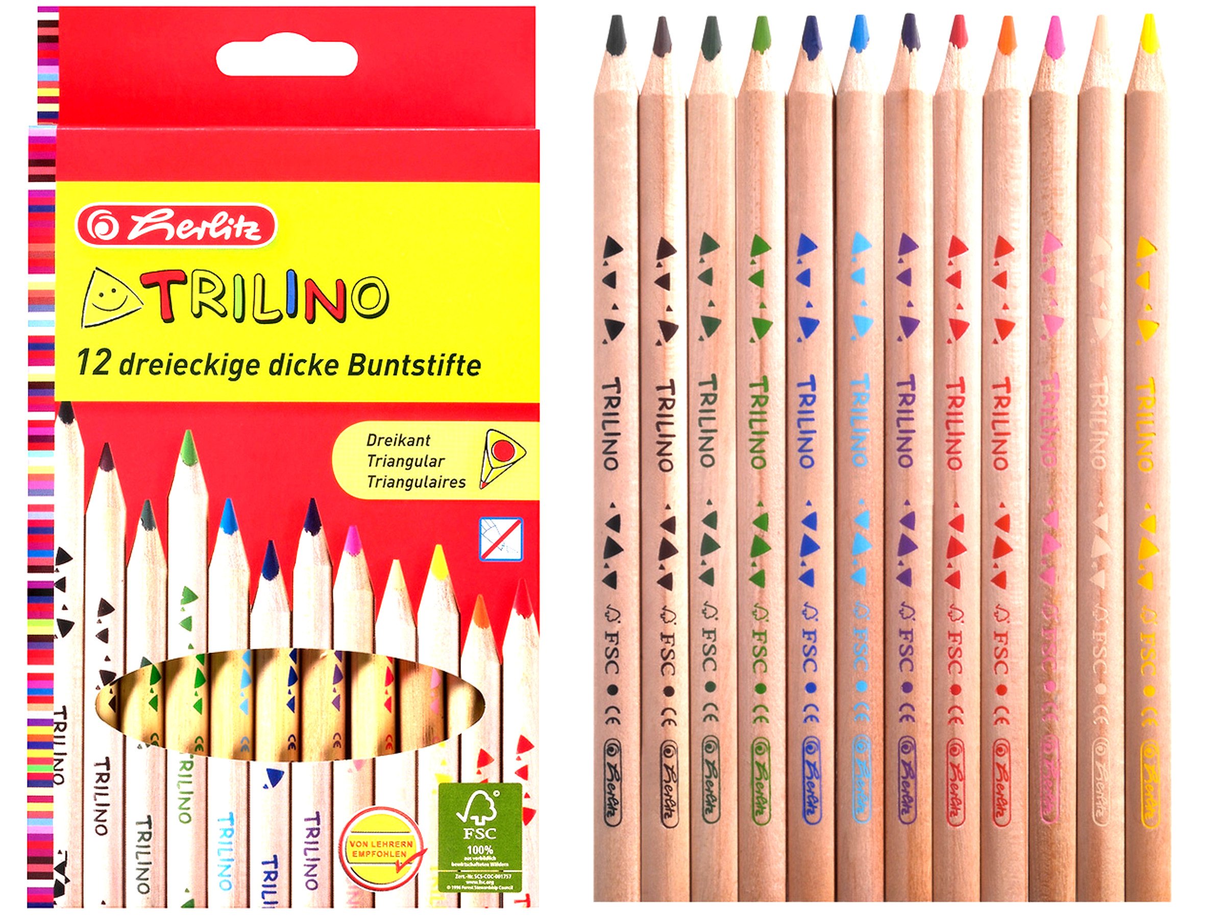 KREDKI TRÓJKĄTNE SZKOLNE TRILINO HERLITZ 12 KOL 12377915863 - Allegro.pl