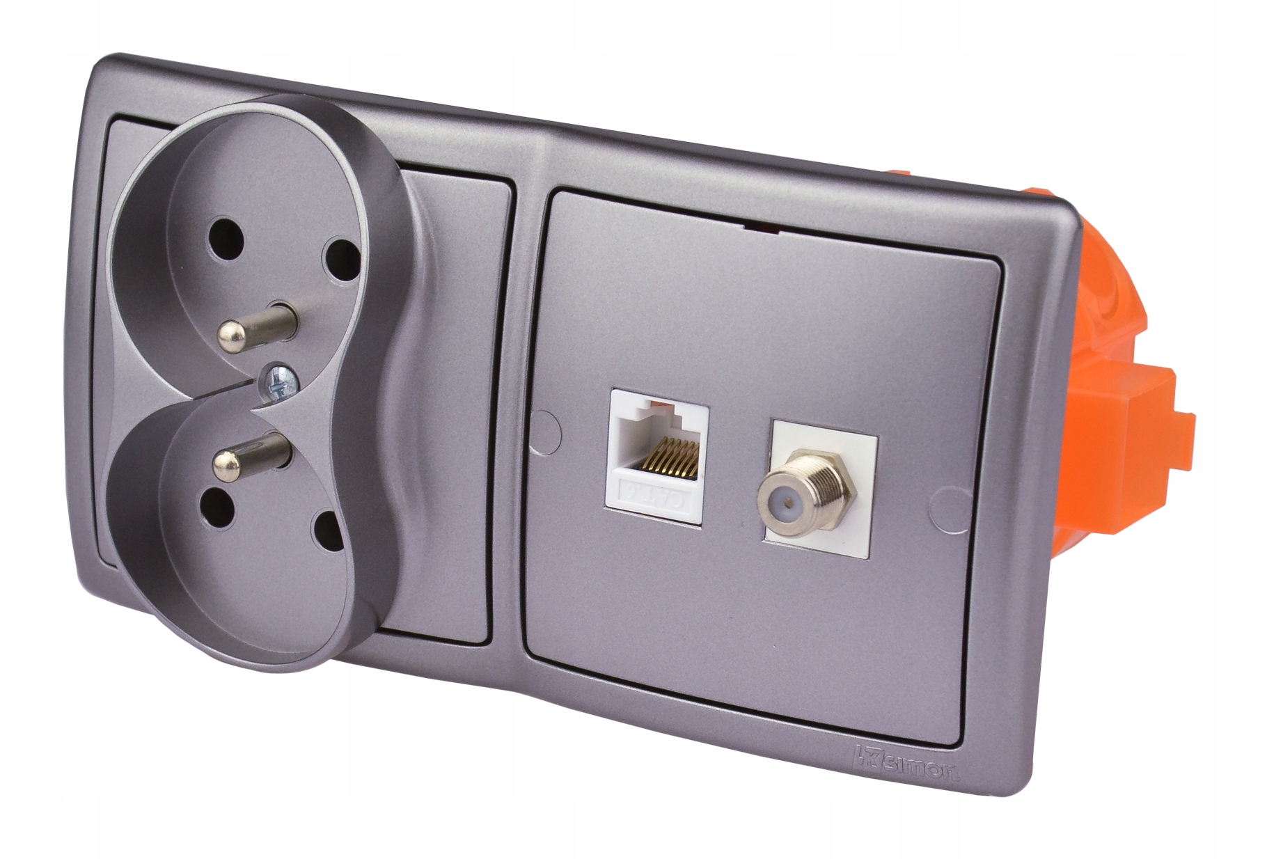

Gniazdo 230V F RJ-45 ścienne podtynkowe terminal