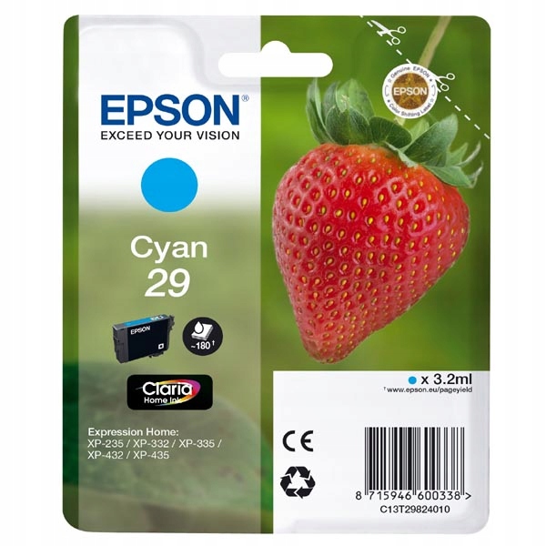 

Tusz org. Epson 29 Cyan T2982 XP235 XP335 XP435