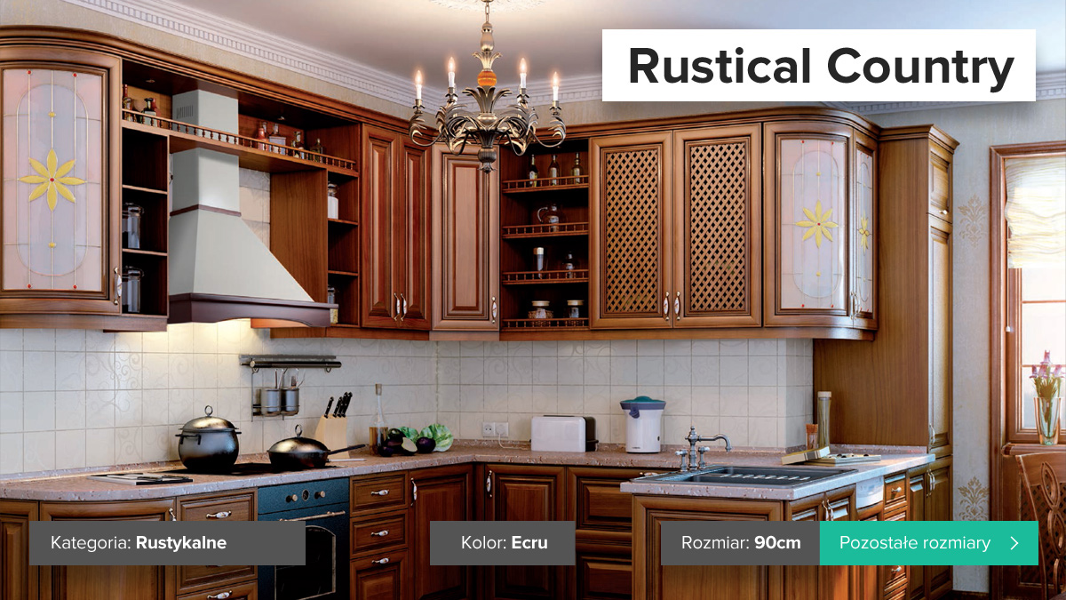 OKAP KUCHENNY TOFLESZ RUSTICAL COUNTRY 90CM 2xLED Model Rustical Country