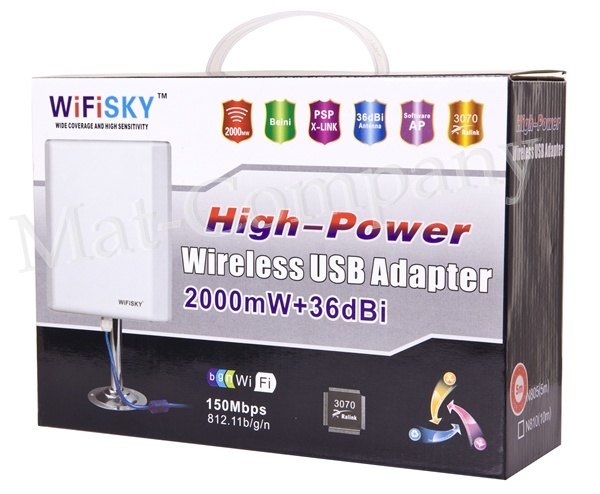 ANTENA AKTYWNA WiFi SKY 5m USB INTERNET do 10km Kod producenta Antena 10km WI-FI SKY 5m USB mat