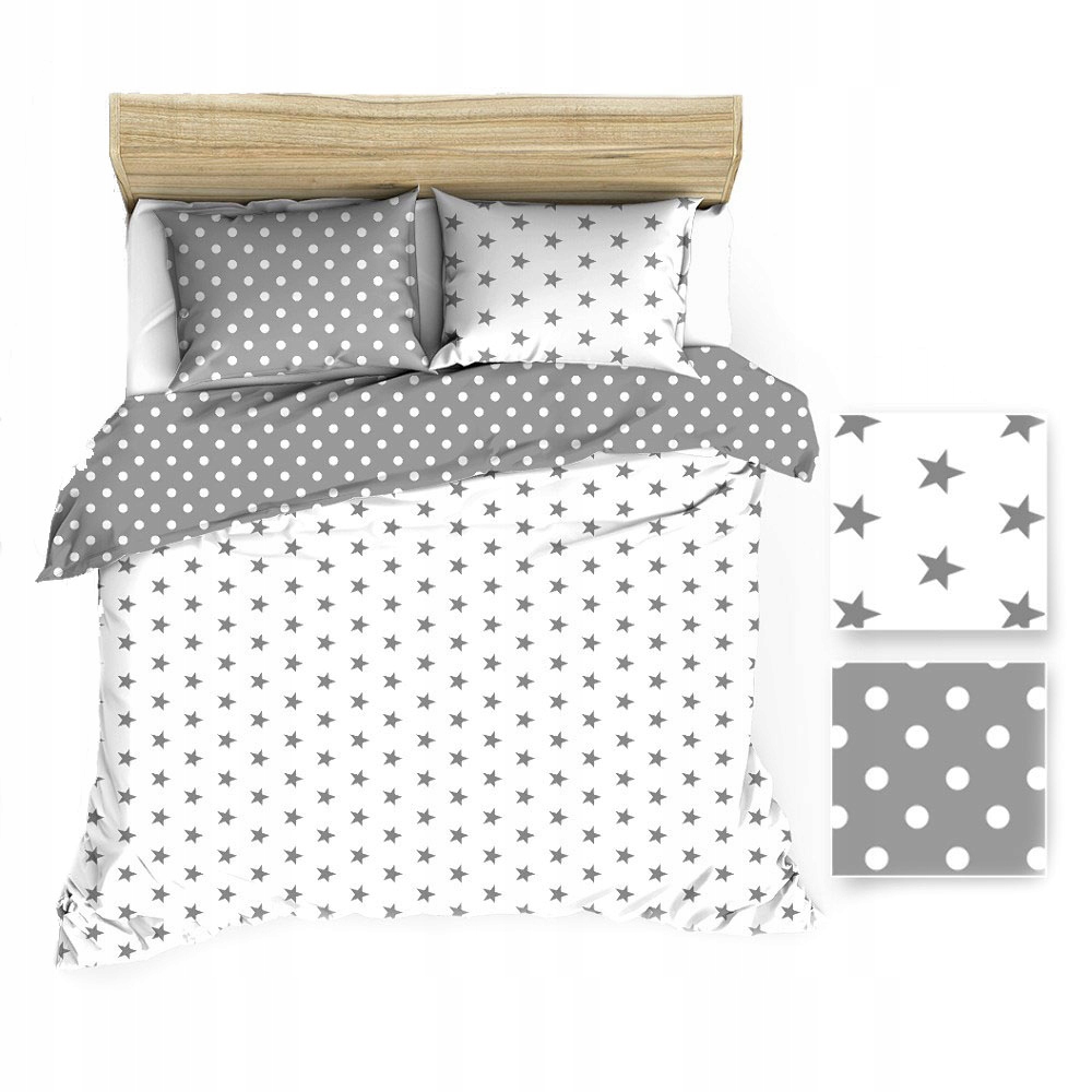 

Pościel bawełniana 160x200 R009 szara biała