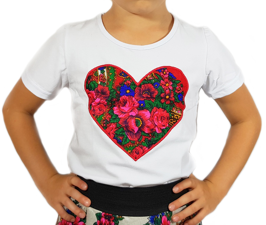 Блузка Рубашка Горская СЕРДЦЕ Хлопок 128/134