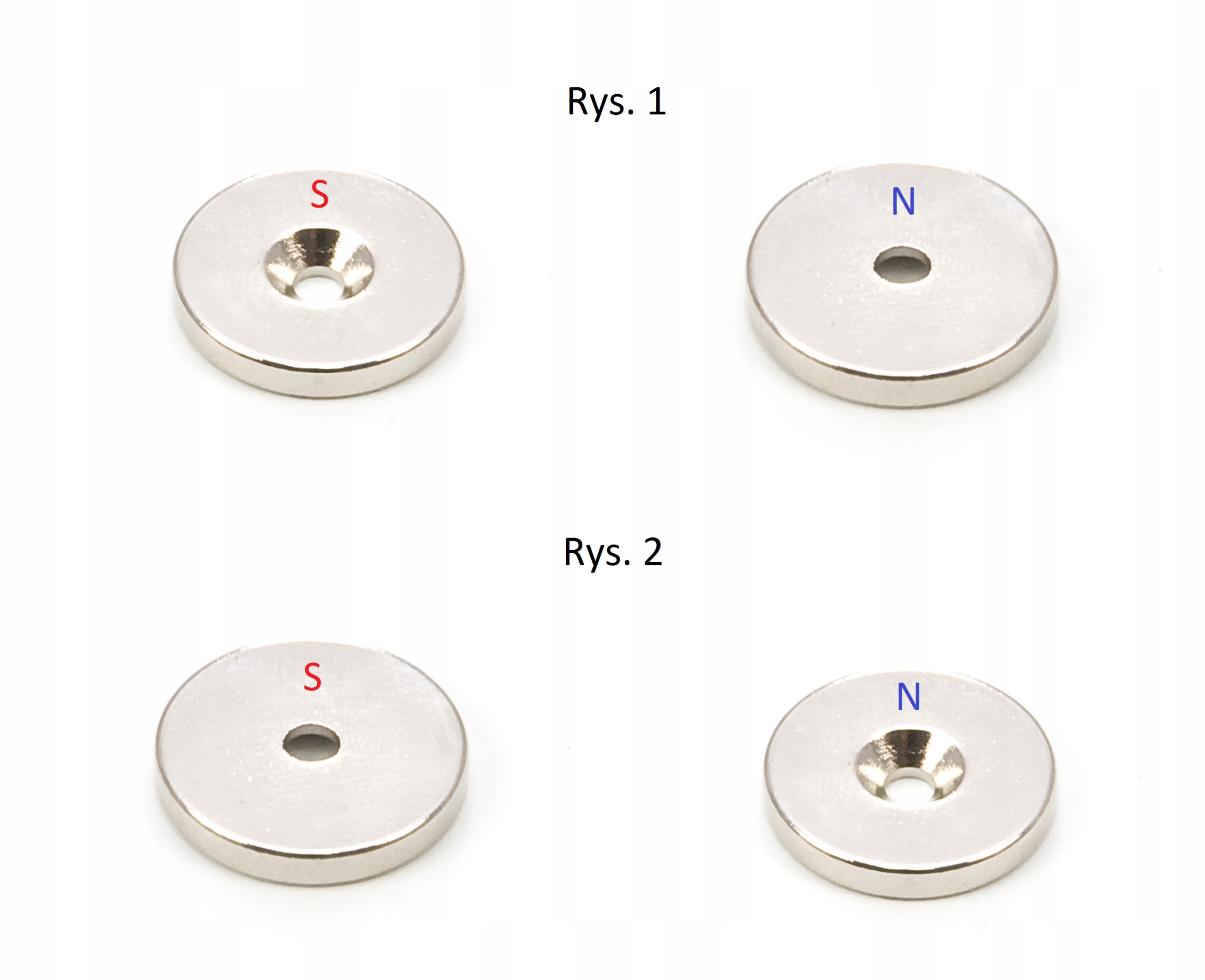 MAGNES NEODYMOWY MOCNY 14x3 mm Z OTWOREM 7/3,5 mm POD WKRĘT ZESTAW 4 SZTUK Marka inny