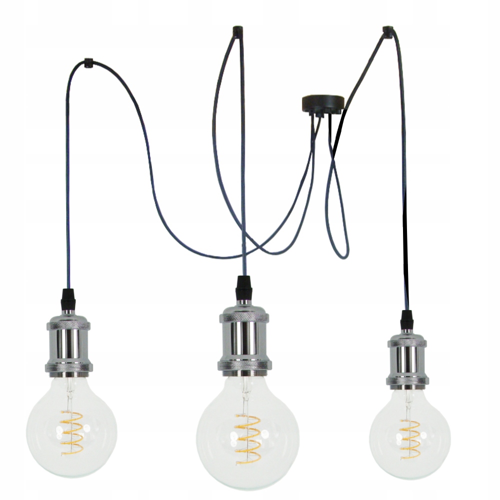 Závěsná Lampa Pavouk 3 Retro Rám Chrom Stříbrná