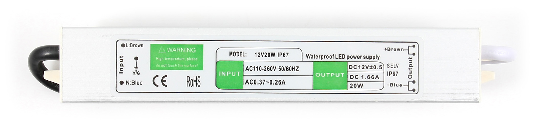 ZASILACZ 12V 20W 1.6A IP67 WODOODPORNY DO TAŚM LED Typ zasilacz