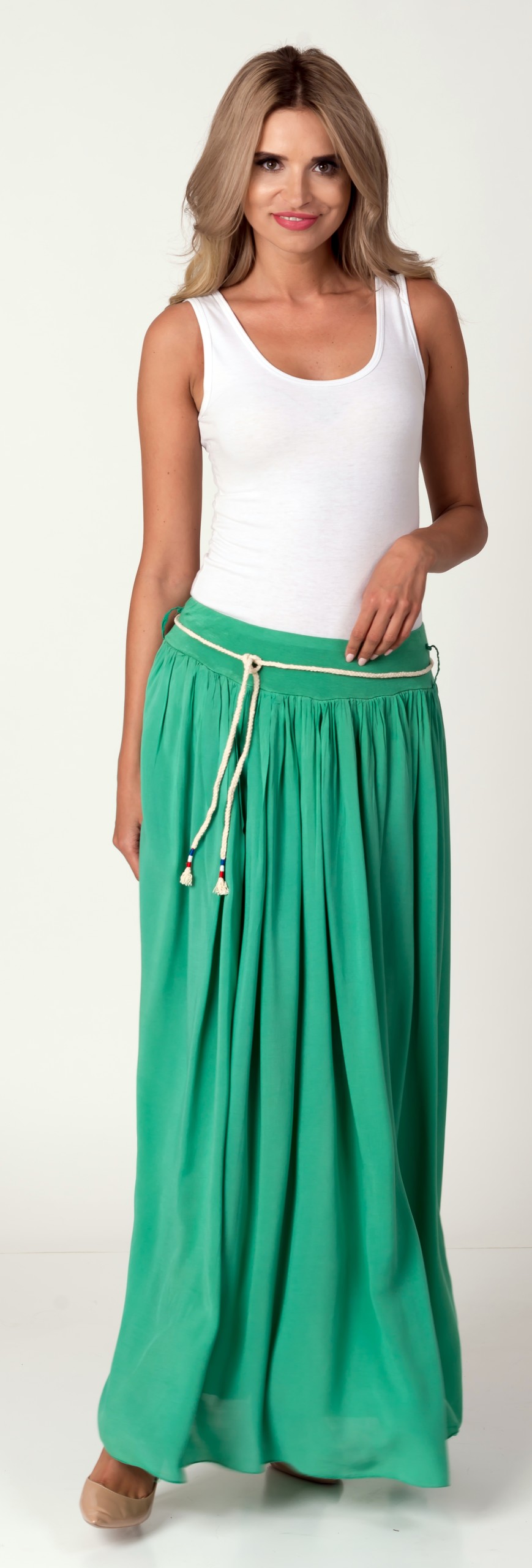 MAXI DŁUGA ZWIEWNA SPÓDNICA SUPER JAKOŚĆ ZIELEŃ Wzór dominujący inny wzór
