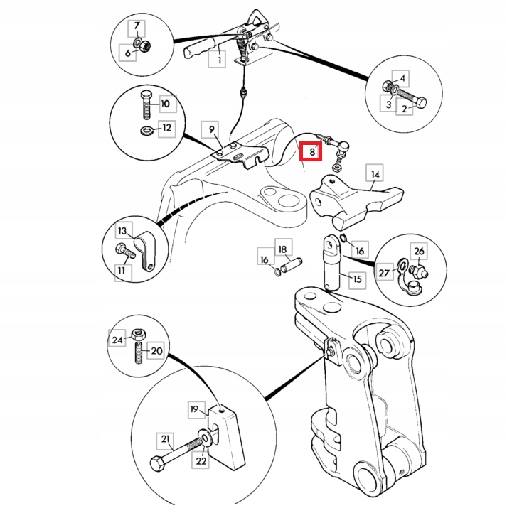 РЫЧАГ БЛОКИРОВКИ КАБЕЛЯ JCB 3CX 4CX 97-01 331/15632