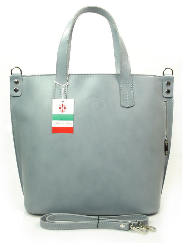 

Vera Pelle Włoska Skóra Kufer Shopper Szara A4