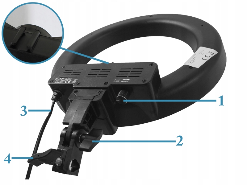 Lampa pierścieniowa RING 45W + STATYW 2 DYFUZORY ŚCIEMNIACZ Kod producenta RING45WFLUO 803