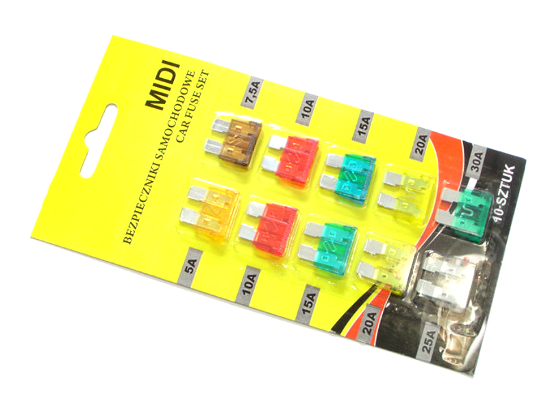 Zestaw bezpieczników samochodowych MIDI