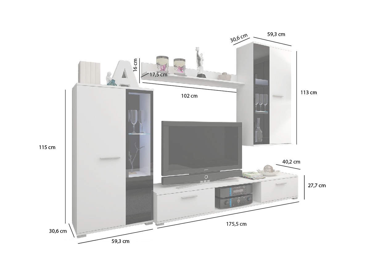 MEBLOŚCIANKA z SZAFĄ ZESTAW OSKAR meble do salonu Kod produktu 2004