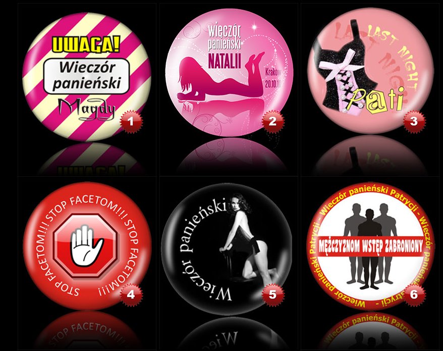 PRZYPINKI KOTYLIONY WIECZÓR PANIEŃSKI KAWALERSKI Rodzaj przypinka