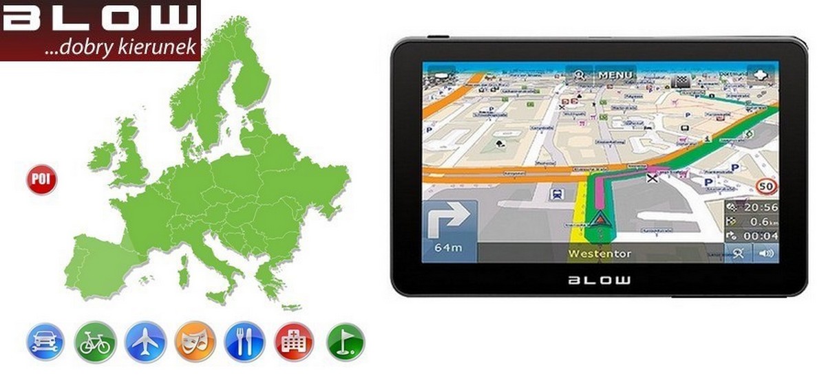 NAWIGACJA BLOW GPS720 7 Cali MAPY EU PL BLUETOOTH Głębokość produktu 1.4 cm