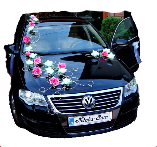 Ekskluzywna2 dekoracja samochodu na samochód ślub