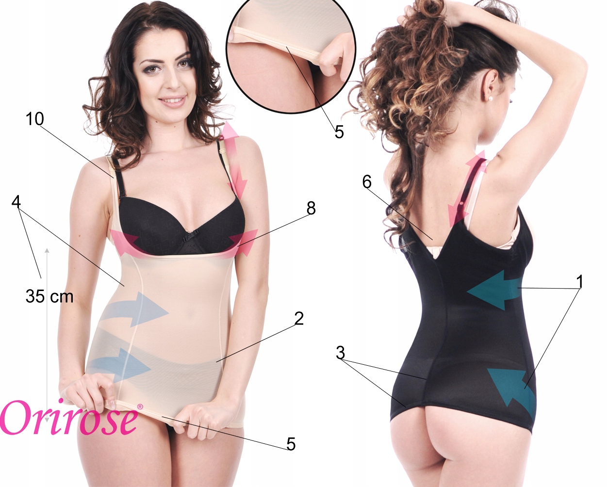 Orirose gorset Koszulka WYSZCZUPLAJĄCA brzuch modelująca talię biust Kod producenta K01