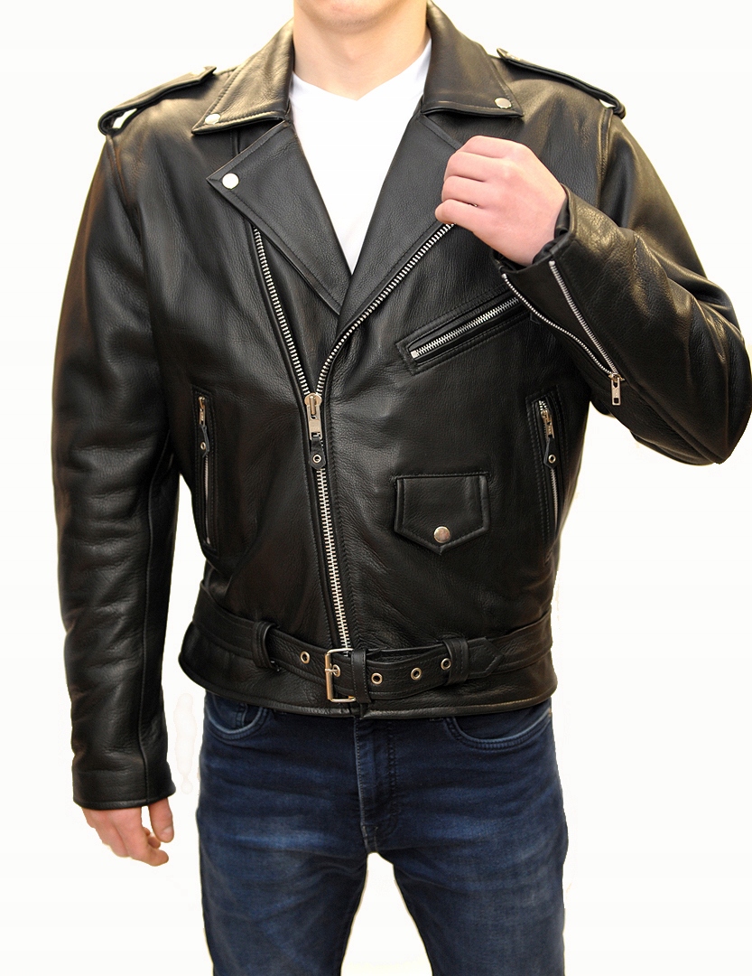 RAMONESKA MĘSKA KURTKA SKÓRZANA ROZM. S Kaptur bez kaptura