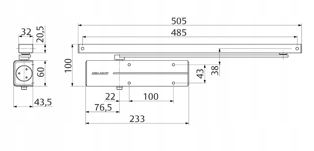 SAMOZAMYKACZ Z SZYNĄ ASSA ABLOY DC135 czarny Marka Assa Abloy