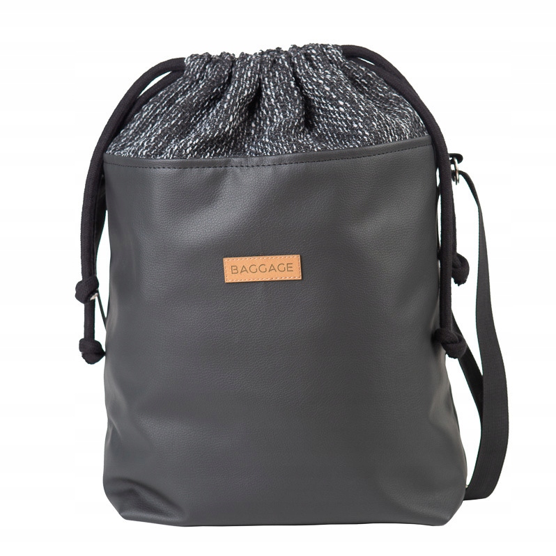 

Torba Worek Baggage Torebka Eko Skóra Czarna Wzory