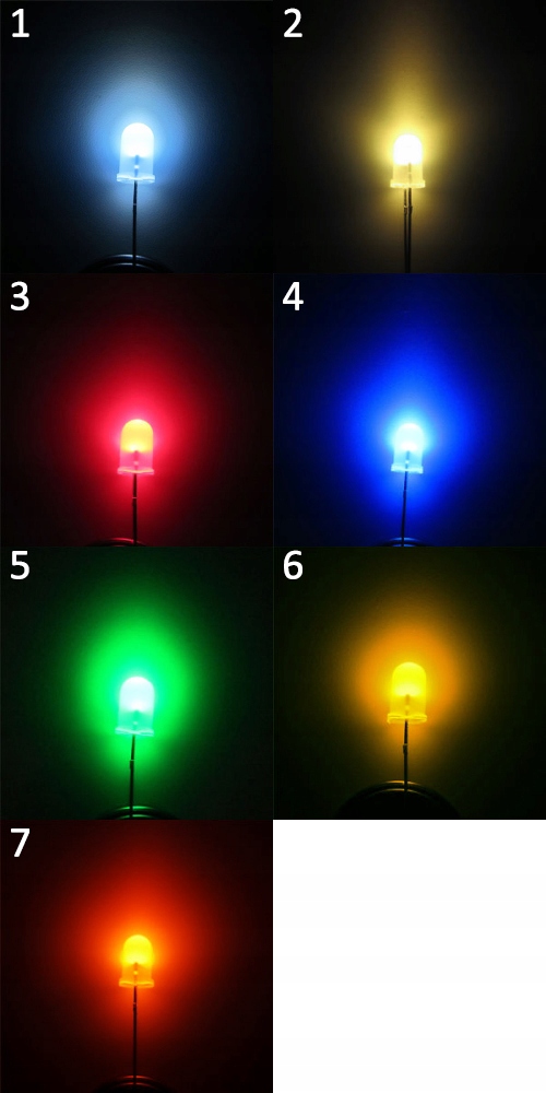 DIODY LED BIAŁE I KOLOROWE 5mm 100 SZTUK dioda Stan opakowania oryginalne