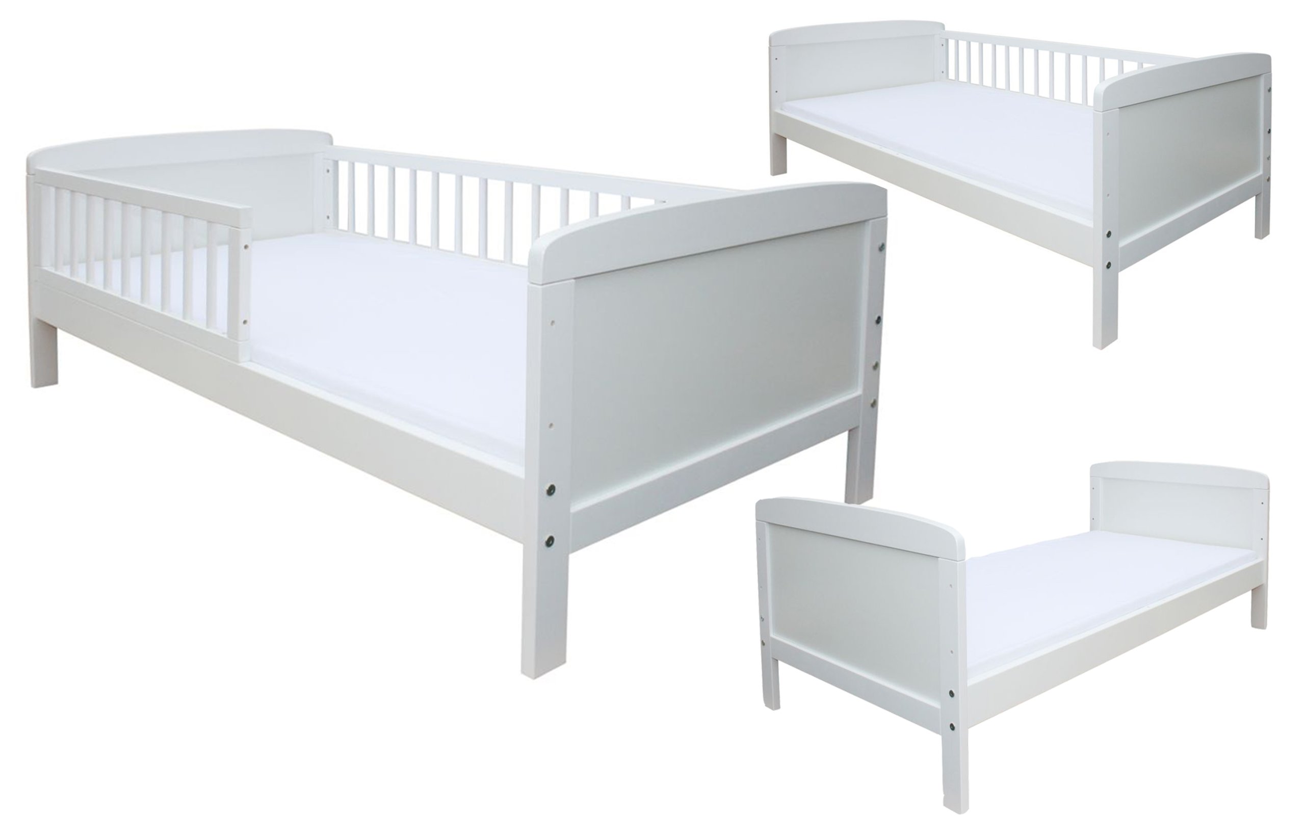 

Łóżko 160x70 Junior Barierki Materac Białe