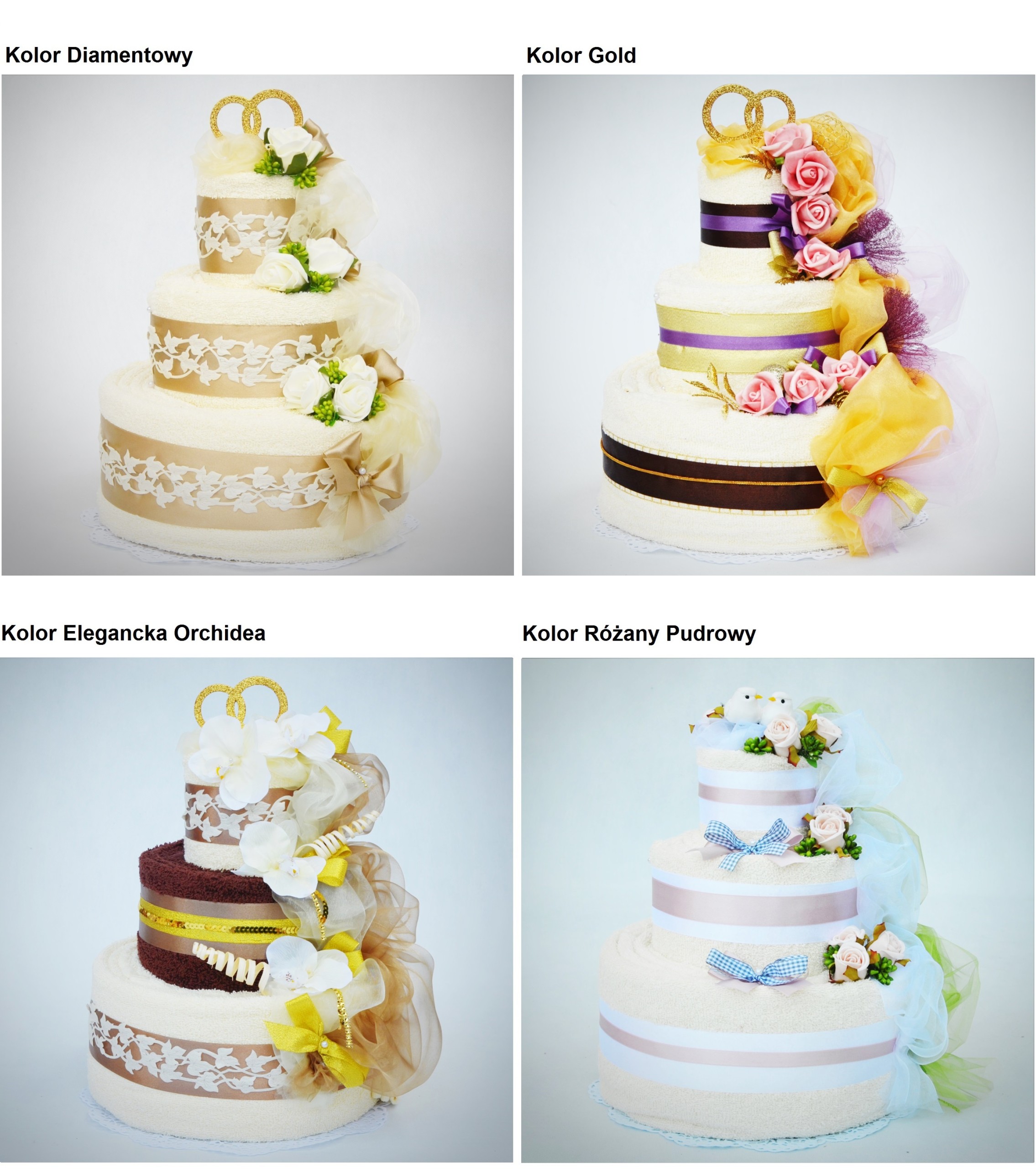 Prezent Ślubny Tort Ręcznikowy z 6DUŻYCH Ręczników Kod producenta 25 50 Rocznicę Rocznica Ślubu oryginalny