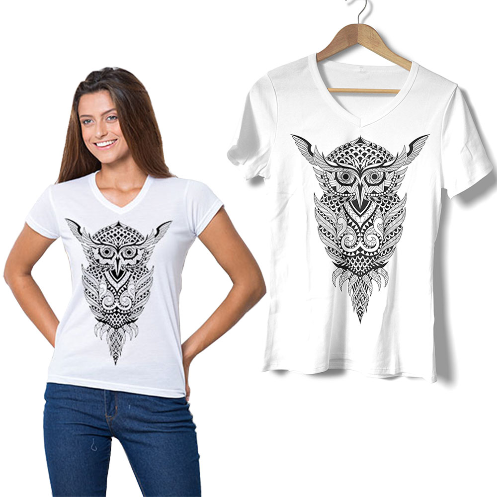 

Kobiecy T-shirt Koszulka Bluzka Top Grafika Sowa