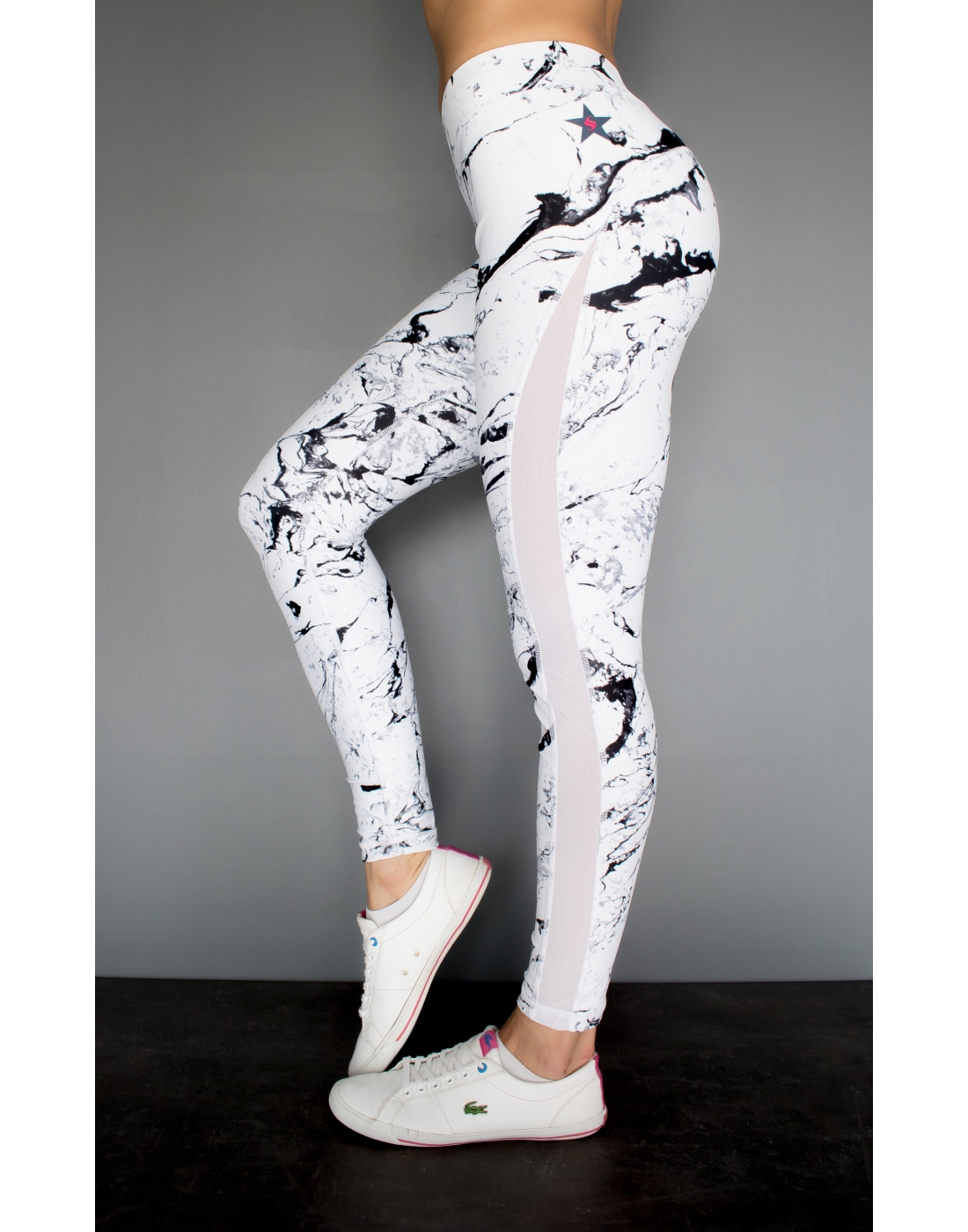 LEGGINSY SHAPESTAR - MARBLE STAR S białe fitness Rozmiar 36