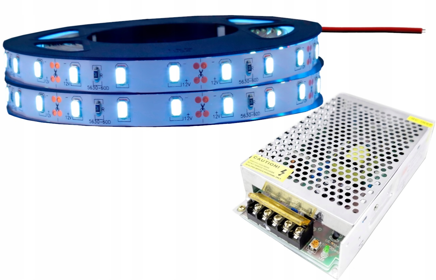 Set Led 230V páska 5630 300D bílá Studená 7 m