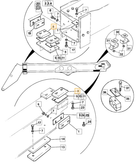 ŚLIZG JCB ŁADOWAREK TELESKOPOWYCH 150mm 160/00991 Numer katalogowy części 160/00991