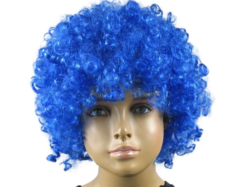 PERUKA AFRO KLAUN NIEBIESKA NIEBIESKIE WŁOSY