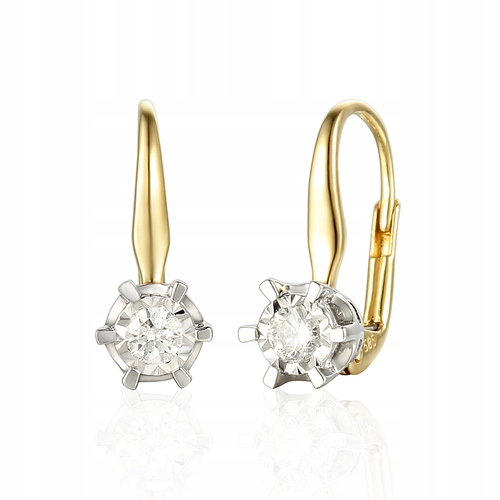 

Złote 14K Kolczyki Brylanty 0.36ct Sztyft Patentka