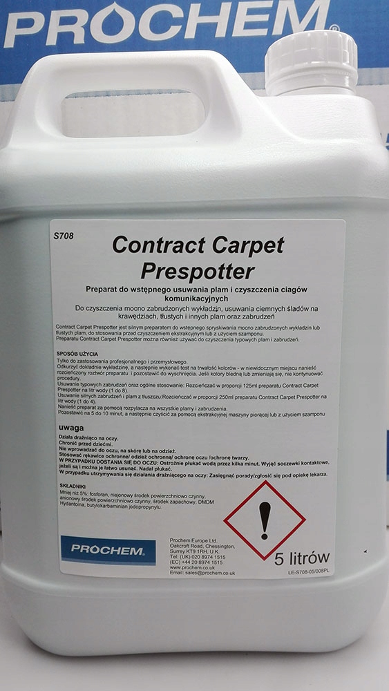 Prochem S708 Pre Spray pranie dywanow 5Ltr PR4 Packaging Volume 5000 ml