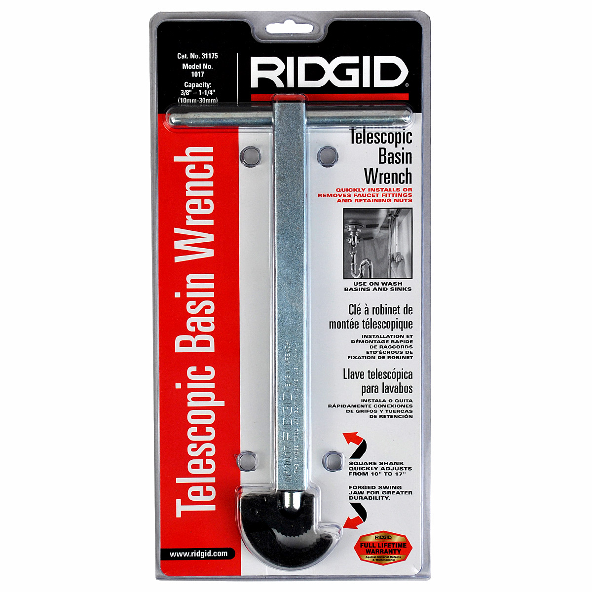 Ridgid Kľúč na umývadlá 1017, 3/8" -1 1/4" 31175