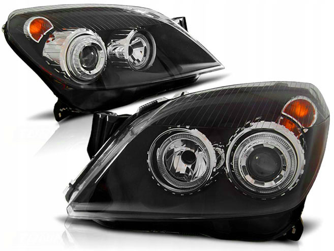 OPEL ASTRA H 04-10 LAMPY reflektory BLACK ringi H7 Producent części CTS Tuning