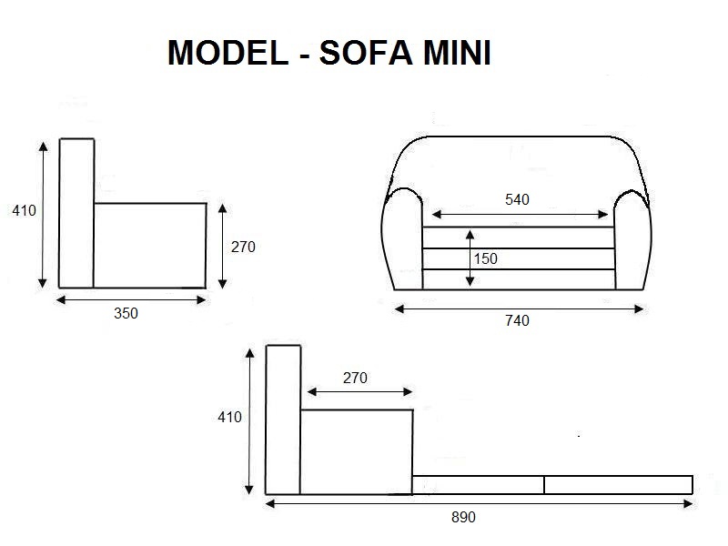 MINI SOFA KANAPA dla dziecka rozkładana z pianki Kolekcja SOFA MINI