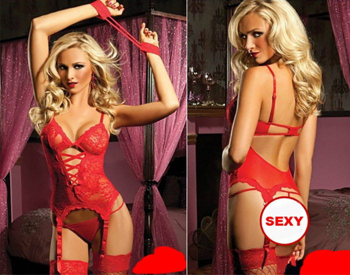 ZMYSŁOWE KORONKOWE BODY BIELIZNA NOCNA SEXY STRÓJ KOMPLET STRINGI GRATIS Model P1 CZARNY