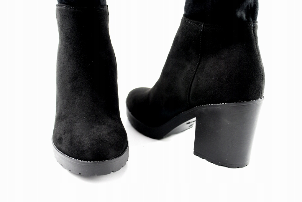 -20% RYŁKO 7IXC0 Kozaki na słupku czarne lycra 36 Kolor czarny