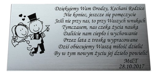 

Tabliczka 10x7 z dedykacją do naklejenia Grawer