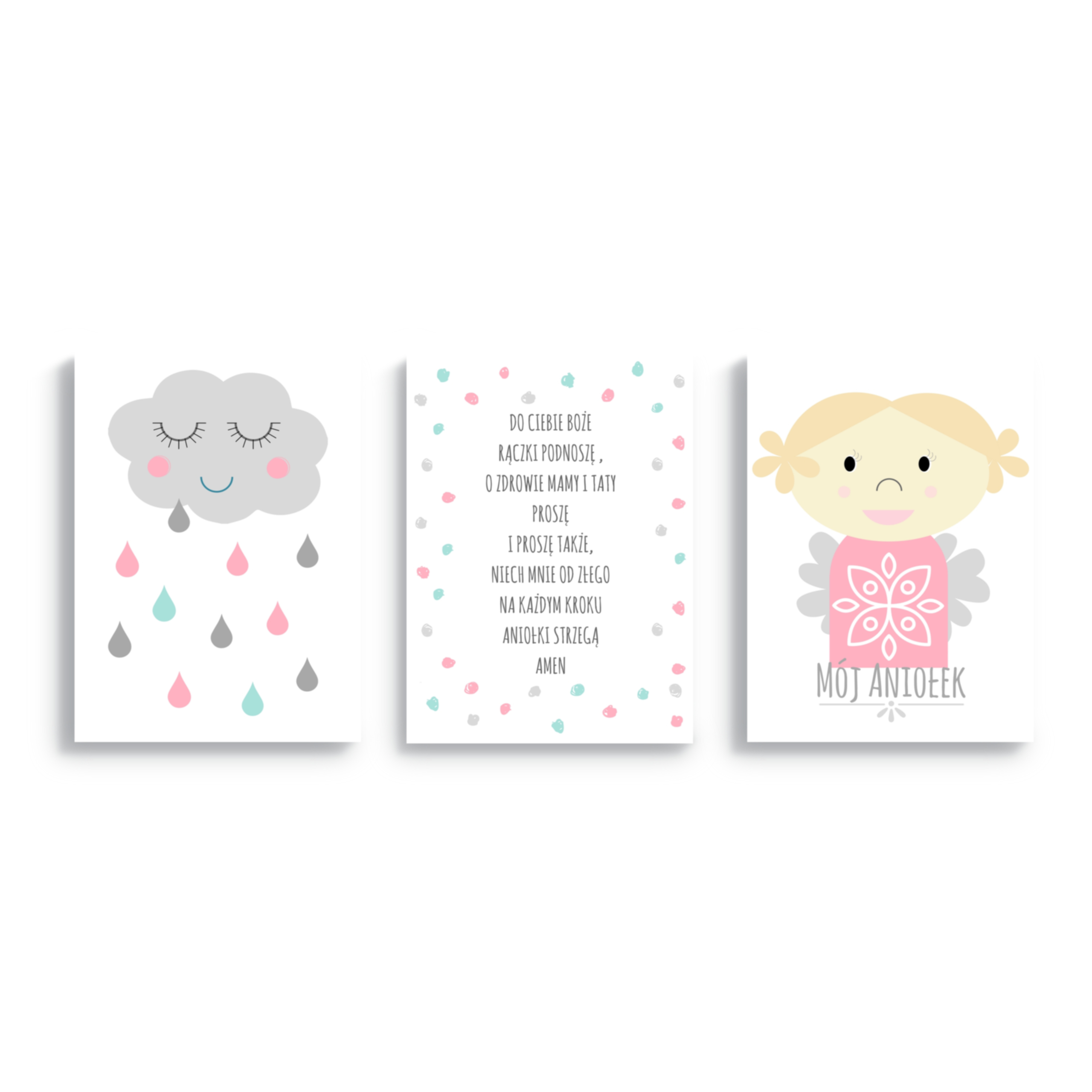 ТРИ ПЛАКАТЫ, TRYPTYKI, С МОЛИТВАМИ И АНГЕЛОМ, A4