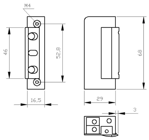ELEKTROZACZEP RYGIEL R5 WĄSKI 16,5mm BLOKADA Kod producenta R5-12.20