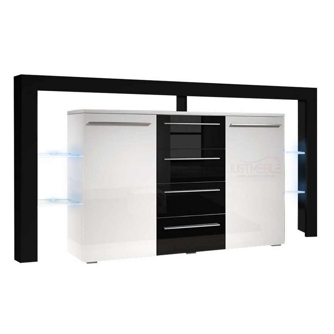 komoda do sypialni - RIVA 2 PLUS z LED w połysk Szerokość mebla 170 cm