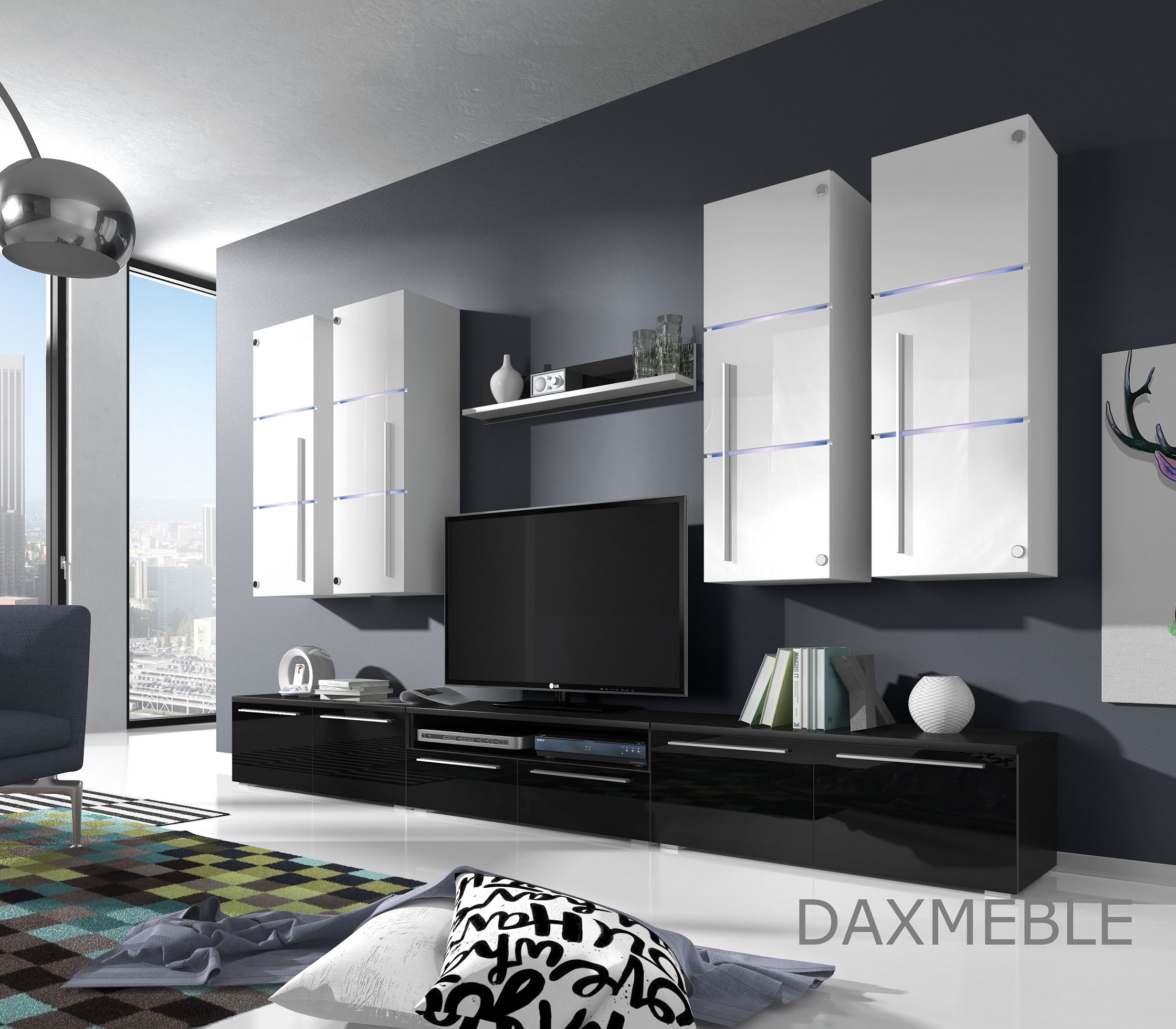 Komoda na wysoki połysk, LED GRATIS ! Wysokość mebla 115 cm