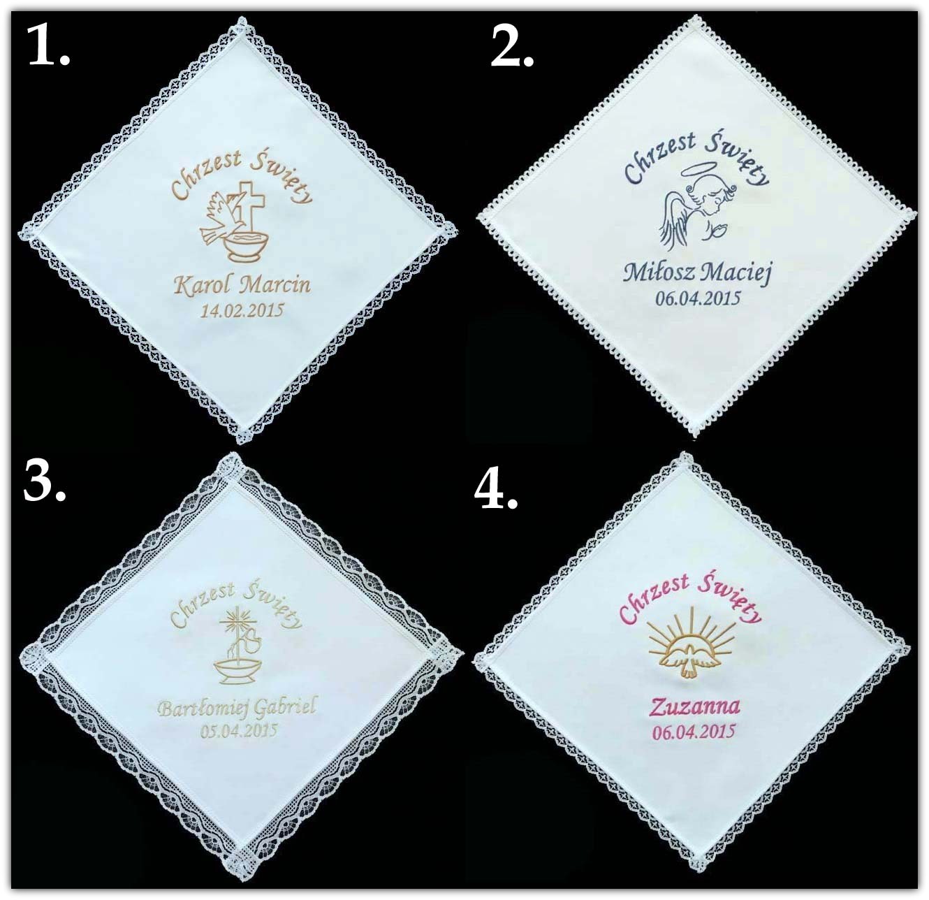 SZATKA z haft CHRZTU biała CHRZEST krzyżmo chusta Okazje chrzest