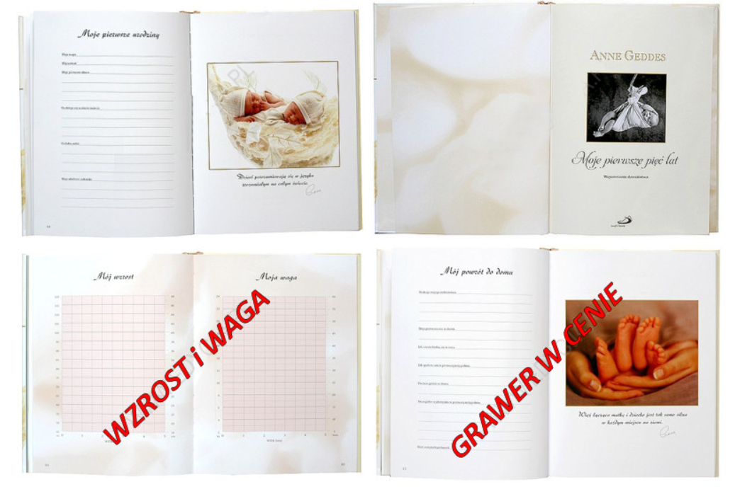 MOJE PIERWSZE 5 LAT Album Chrzest Roczek Grawer Autor Anne Geddes