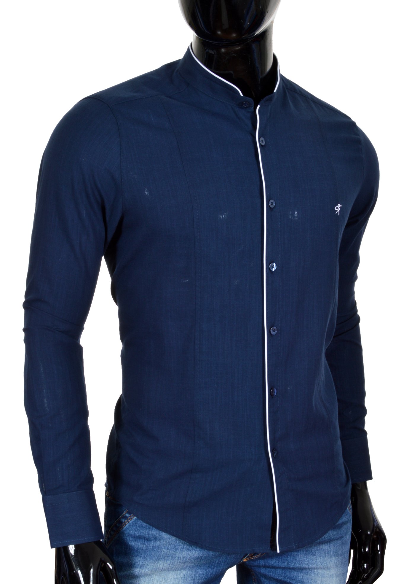 Pánská košile Casual Lněná stojáček Mondo Len Léto