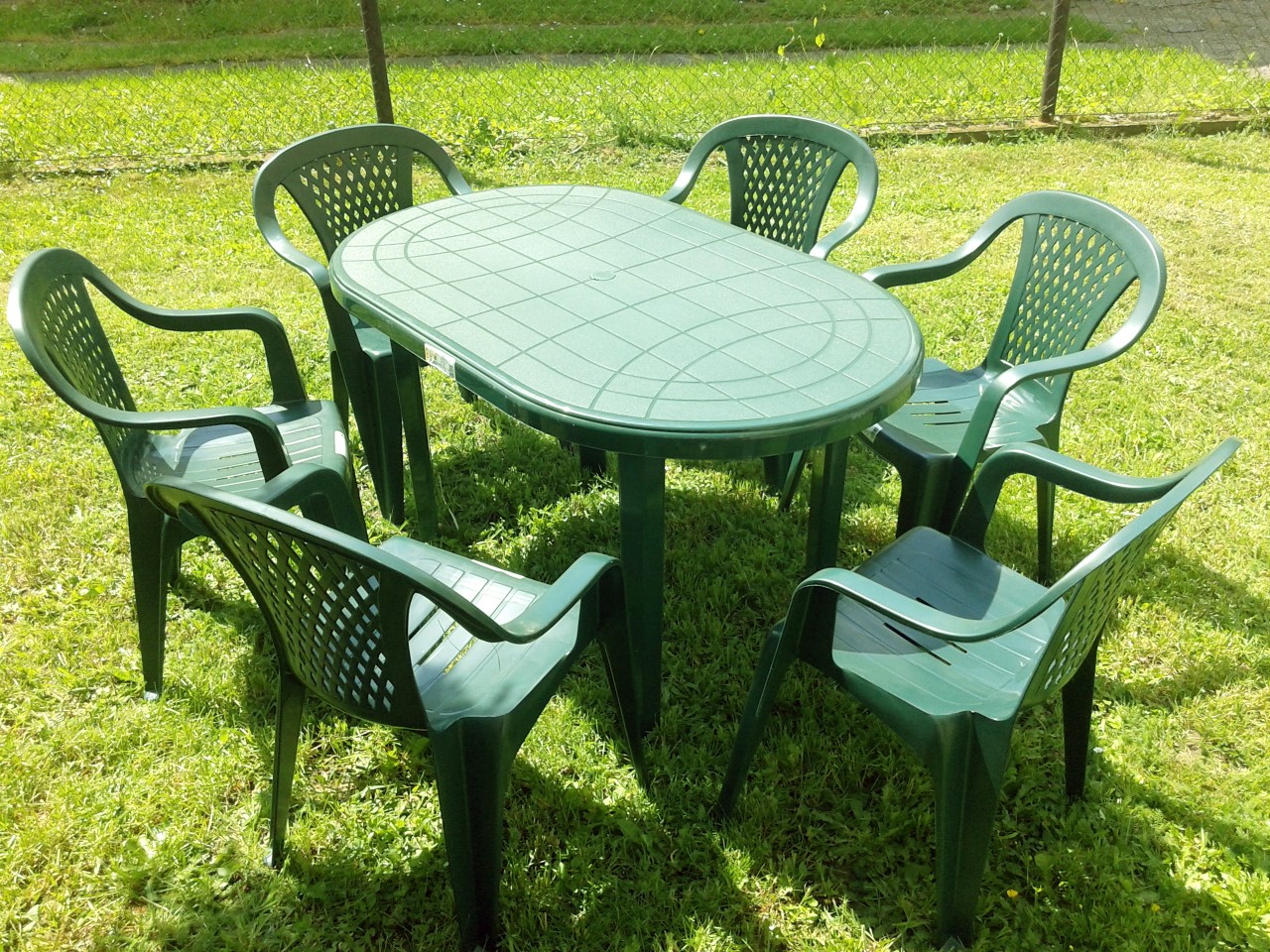 MOCNY ZESTAW 6+1 DUŻY STÓŁ KRZESŁA PLASTIK ZIELEŃ Kod producenta 661