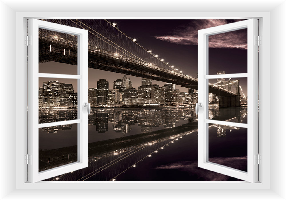 

Fototapeta Okno 3D Wieżowce Widok Miasta 150x100