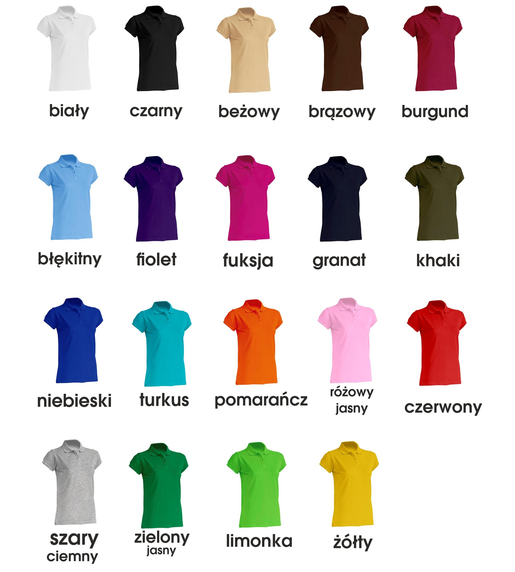 POLO damskie z WŁASNYM dowolnym logo NADRUK L Marka JHK